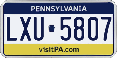 PA license plate LXU5807