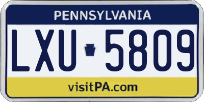 PA license plate LXU5809