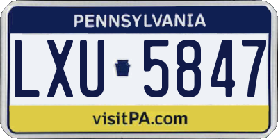 PA license plate LXU5847