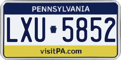 PA license plate LXU5852