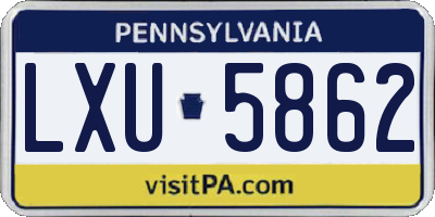 PA license plate LXU5862