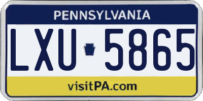 PA license plate LXU5865