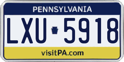 PA license plate LXU5918