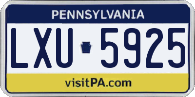 PA license plate LXU5925