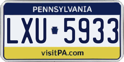 PA license plate LXU5933