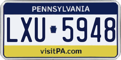 PA license plate LXU5948