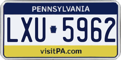 PA license plate LXU5962