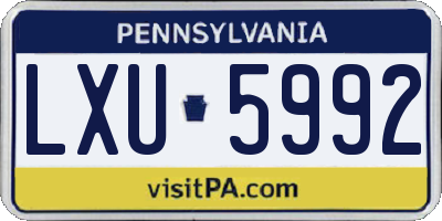 PA license plate LXU5992