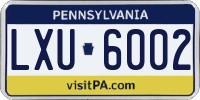 PA license plate LXU6002