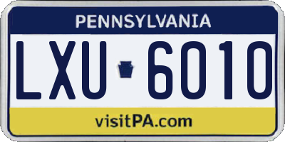 PA license plate LXU6010
