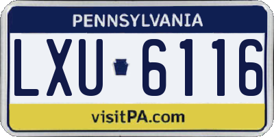PA license plate LXU6116