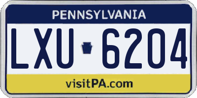 PA license plate LXU6204