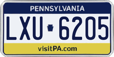 PA license plate LXU6205