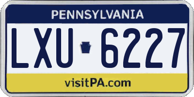 PA license plate LXU6227