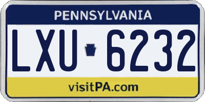 PA license plate LXU6232