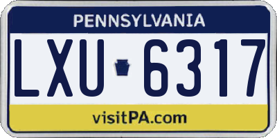 PA license plate LXU6317
