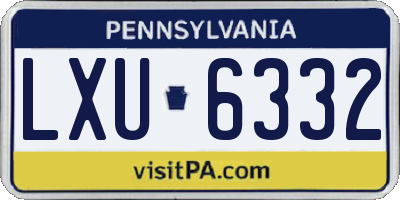 PA license plate LXU6332