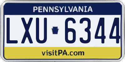 PA license plate LXU6344