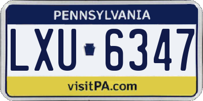 PA license plate LXU6347