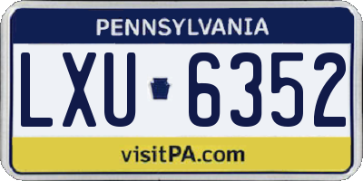 PA license plate LXU6352