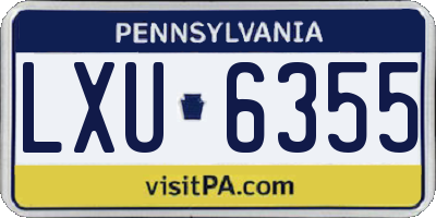 PA license plate LXU6355