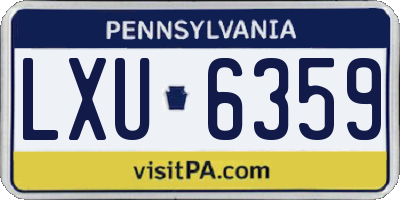 PA license plate LXU6359