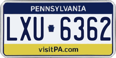 PA license plate LXU6362
