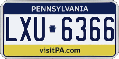 PA license plate LXU6366