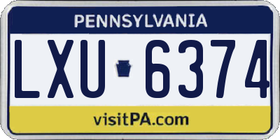 PA license plate LXU6374