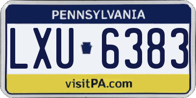 PA license plate LXU6383