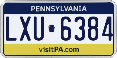 PA license plate LXU6384