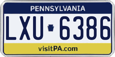 PA license plate LXU6386
