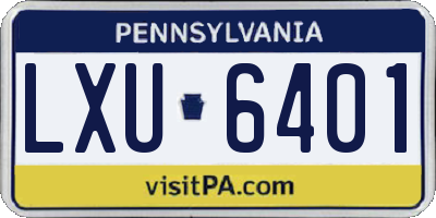 PA license plate LXU6401