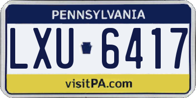 PA license plate LXU6417