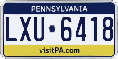 PA license plate LXU6418