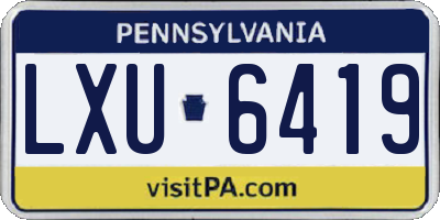 PA license plate LXU6419