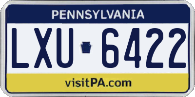 PA license plate LXU6422