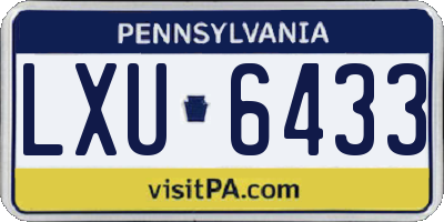 PA license plate LXU6433