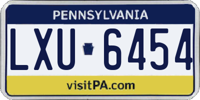 PA license plate LXU6454