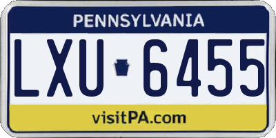 PA license plate LXU6455