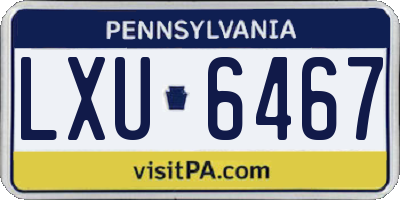 PA license plate LXU6467