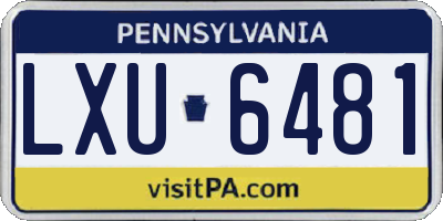 PA license plate LXU6481