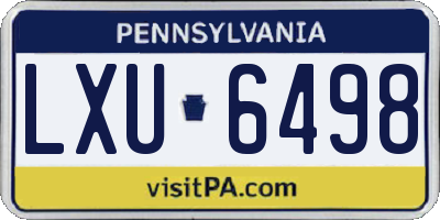 PA license plate LXU6498