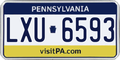 PA license plate LXU6593