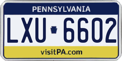PA license plate LXU6602