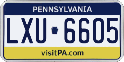 PA license plate LXU6605