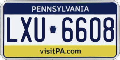 PA license plate LXU6608