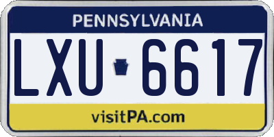 PA license plate LXU6617