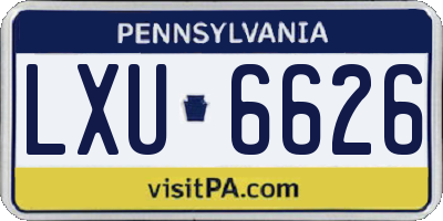 PA license plate LXU6626