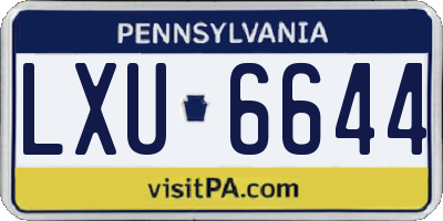 PA license plate LXU6644